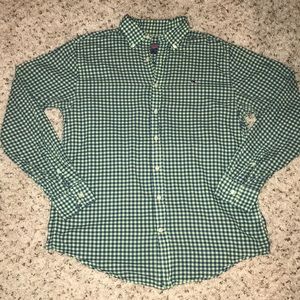 men’s vineyard vines slim fit green/navy button dn
